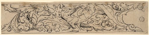 Frieze with Plant Ornaments and a Triton