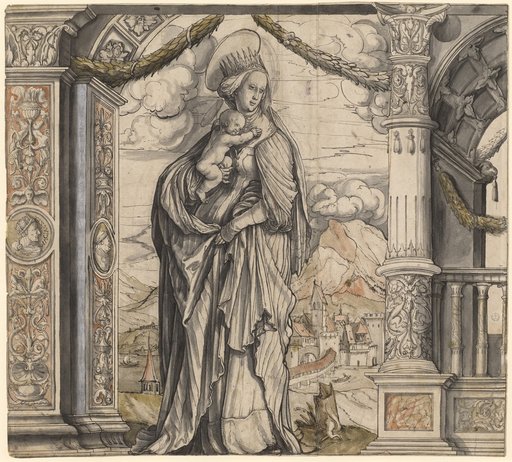 Circular Design with Mary and the Child under a Renaissance Portico