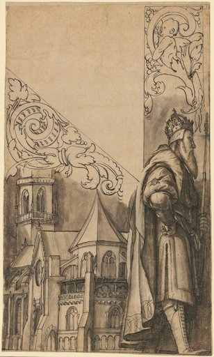 Emperor Henry II with the Church Model. Copy of the Left Organ Wing by Hans Holbein the Younger
