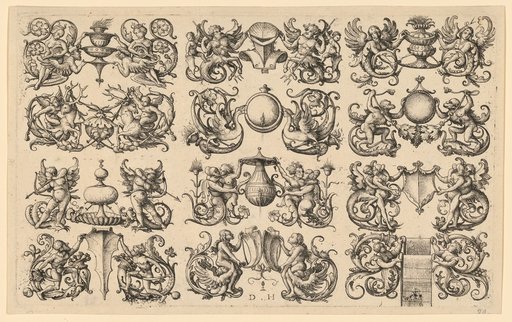 Twelve Designs for Ornamental Heraldic Supporters, Towel Holders, and Mirrors, etc.