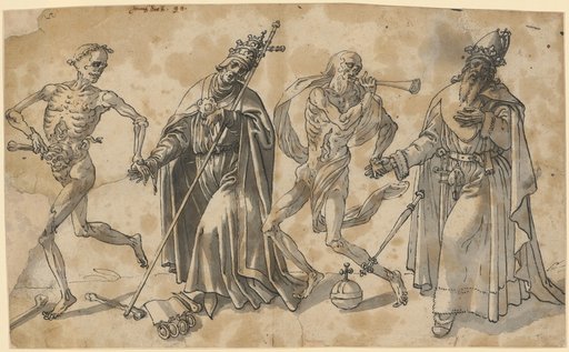 Two Pairs from the Basel Preachers' Dance of Death: Death and the Pope, Death and the Emperor