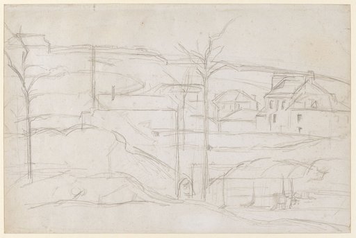 Hill with Houses and Trees
