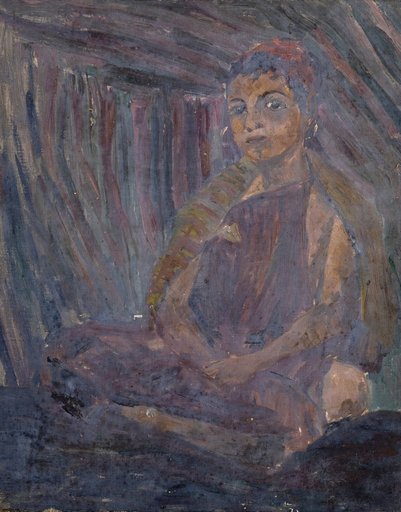 Crouching Bedouin Boy in a Tent
