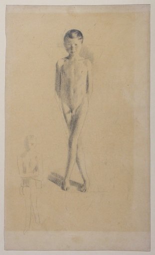 Naked Boy with Crossed Legs; Lower Left Sketch of a Seated Boy