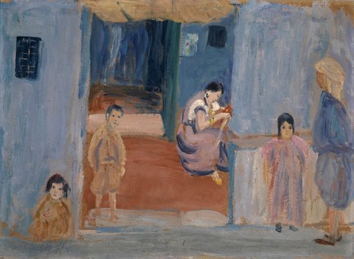 Natives People in Front of Their Dwelling