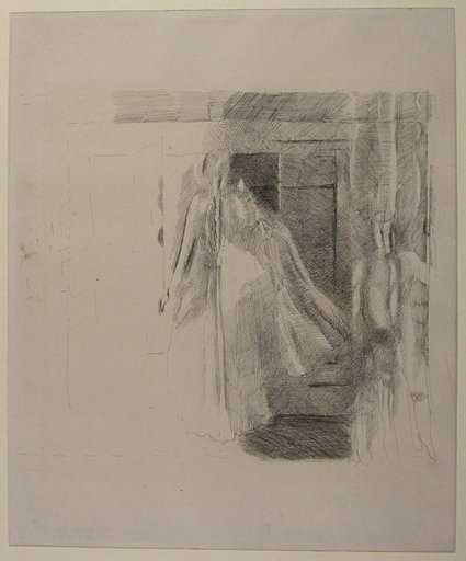 Woman and Boy in Front of a Wardrobe