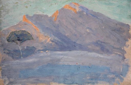Bare Mountain Range in the Evening Glow