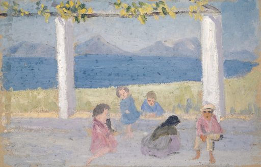 Crouching Children in a Pergola