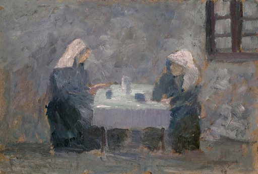 Two Peasant Women Sitting at a Table
