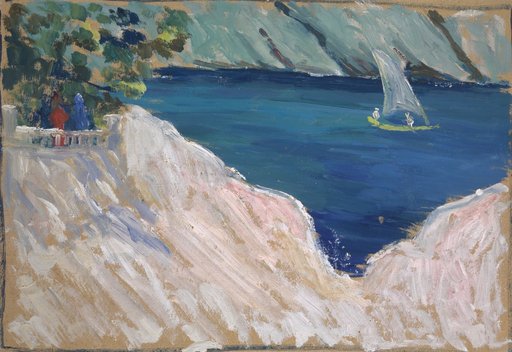 Sea Cove with Sailing Boat