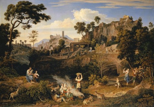 Landscape at Olevano with a Procession of Dancing Peasants