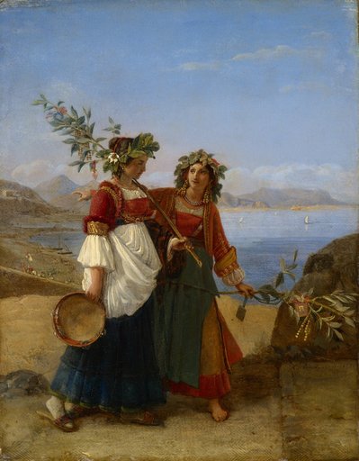 This palm grove, two young Neapolitan girls returning from the festival