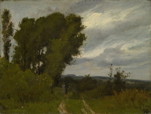 Landscape with Trees and a Strolling Couple