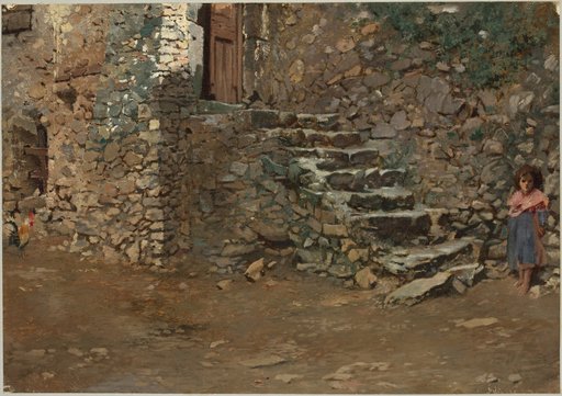 Little Girl in Front of a Stone Staircase in Segni