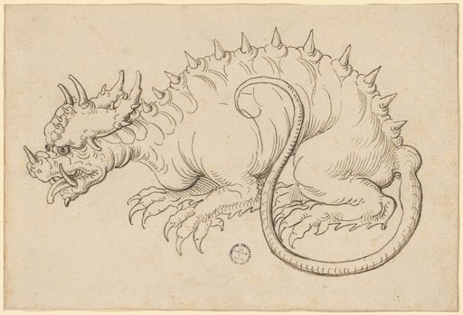 Horned dragon, facing left