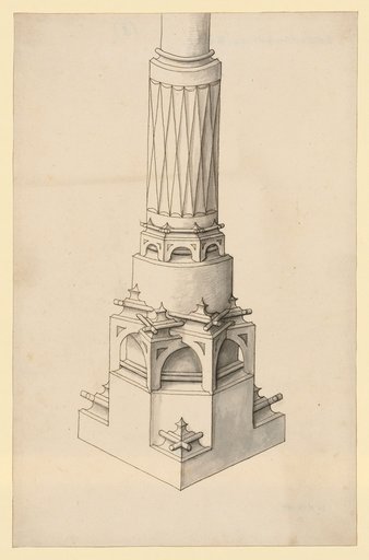 Perspective elevation of a pillar base