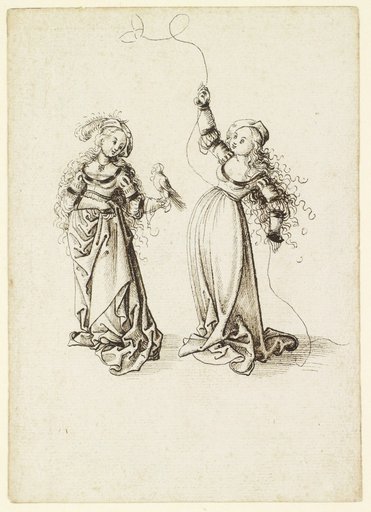 Two Young Girls with a Cord and a Hunting Falcon