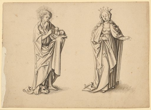 Saint John the Baptist and a Crowned Female Saint