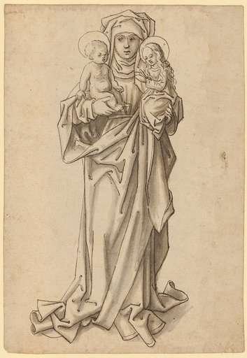 Saint Anne with the Child and the Virgin Mary, Standing Frontally