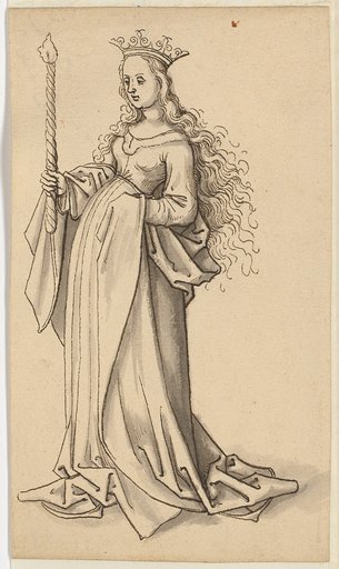 Crowned Female Figure (Saint) with a Twisted Candle
