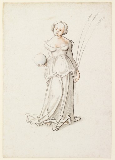 Standing Girl with a Globe and Three Ears of Grain