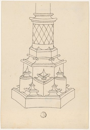 Perspective elevation of a pillar pedestal