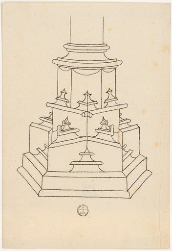 Perspective elevation of a pillar pedestal