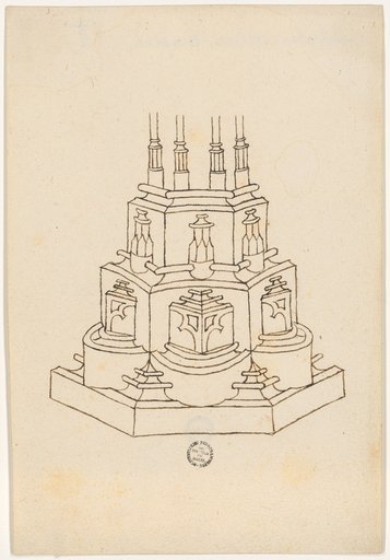Perspective elevation of a pillar pedestal