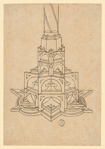 Perspective elevation of a pillar pedestal