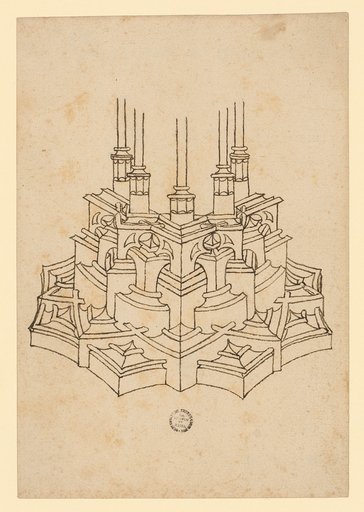 Perspective elevation of a pillar pedestal