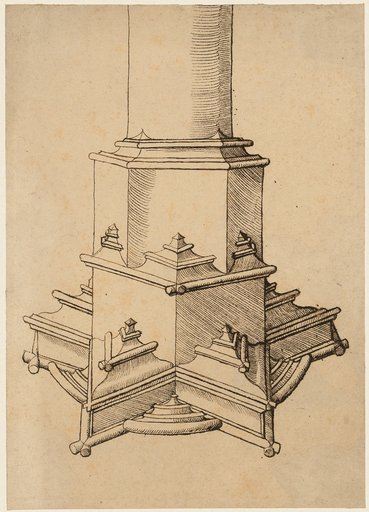Perspective elevation of a pillar pedestal