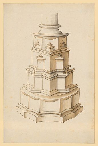 Perspective elevation of a pillar pedestal