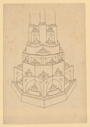 Perspective elevation of a pillar pedestal