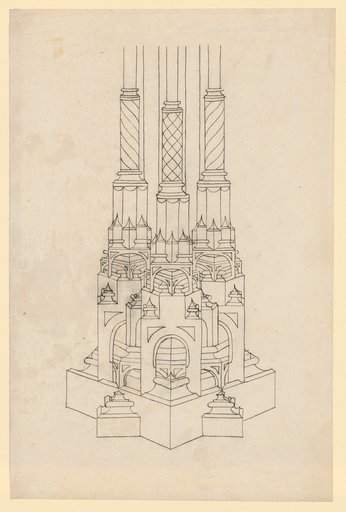 Perspective elevation of a pillar pedestal
