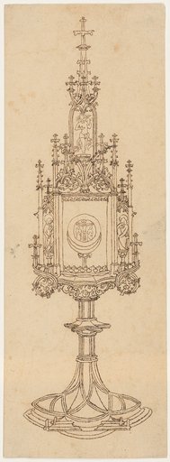 Elevation of a tower monstrance with a cross host
