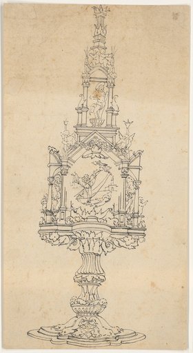 Design for an ostensorium, in the form of a monstrance, with the stigmata of Saint Francis
