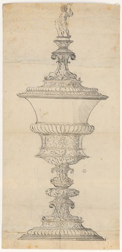 Lidded cup with supporters