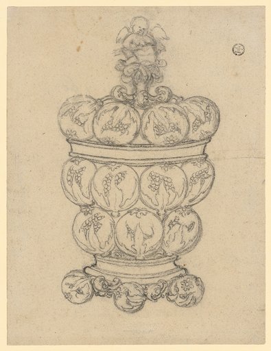 Lidded beaker with pomegranate pattern