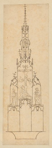 Elevation schema of an altar with the Crucifixion