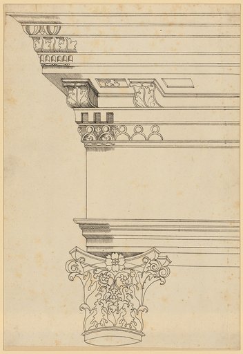 Architrave and cornice piece with capital