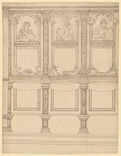 Partial Elevation of a Richly Decorated Stall, Three-Seater with Busts