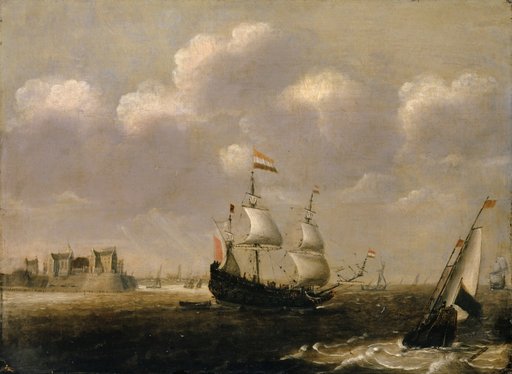 Sailing Ships Before a Harbor