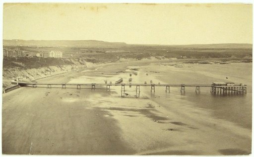 Bathing Pier and Bathing Carriages on the Beach of Scarborough