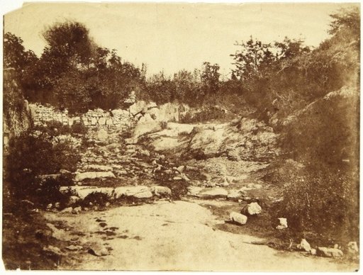 Rocky Landscape with Wall Remains in the Vicinity of Rome