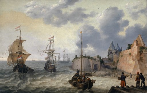 Dutch Harbor with Sailing Ships