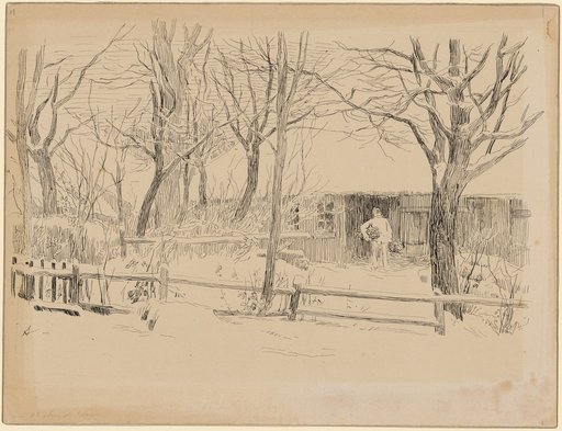 Dursli with Two Bundles of Wood in Front of His House