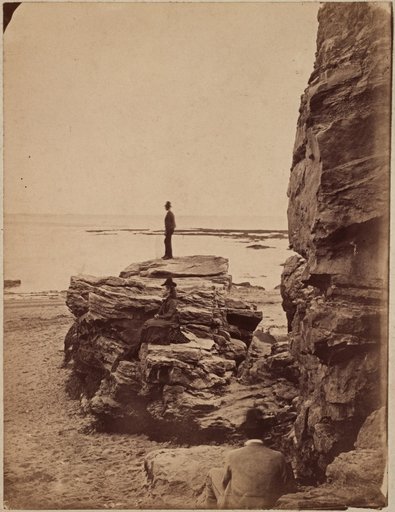 Two Men and a Woman on the Rocky Coast at Scarborough