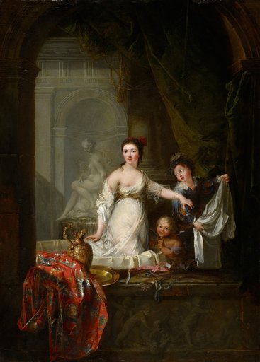 Lady in the bath with cupids