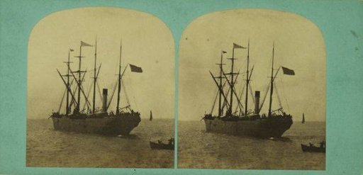 Ship with sails and steam propulsion