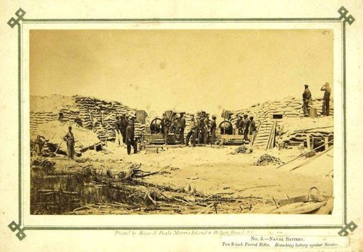 Naval Battery. Two 8-inch Parrot Rifles. Breaching Battery against Sumter